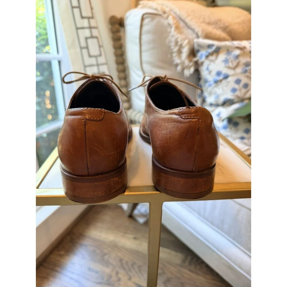 Cole Haan Oxford Brown Leather Apron Split Round Toe Lace Up Shoes Size 9.5M